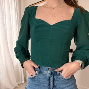 Abercrombie & Fitch Teal Blouse with Long Sleeves